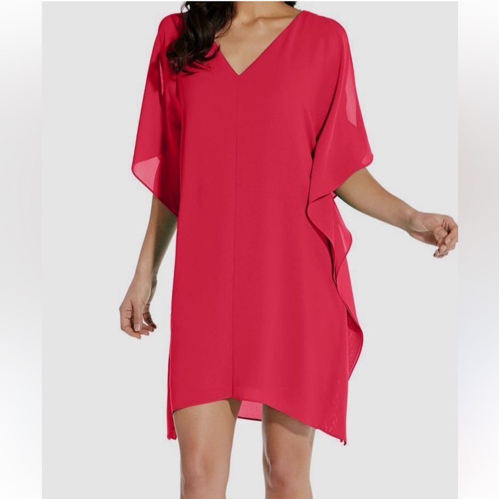 🆕 Adrianna Papell Women's Gauzy Crepe Caftan Dress in a pink size 6